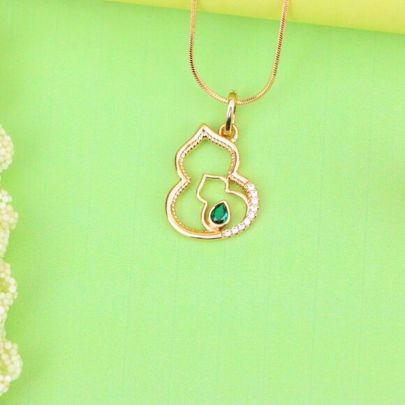 "Rose Gold Mother & Child Outline Pendant with Green Stone, XPPT1311 - Picture 12 of 12